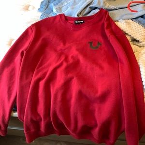 True religion, maroon, sweat shirt , size large